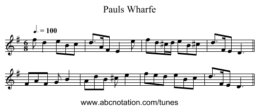 Pauls Wharfe - staff notation