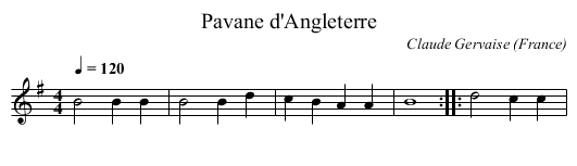 Pavane d'Angleterre - staff notation