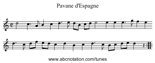 Pavane d'Espagne - staff notation