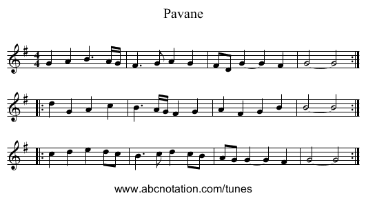 Pavane - staff notation