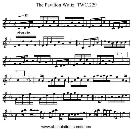 Pavilion Waltz. TWC.229, The - staff notation