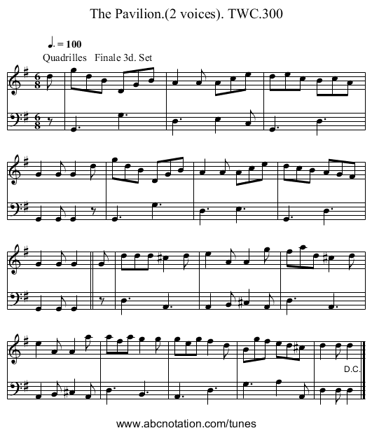 Pavilion.(2 voices). TWC.300, The - staff notation