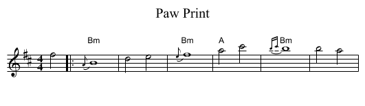Paw Print - staff notation