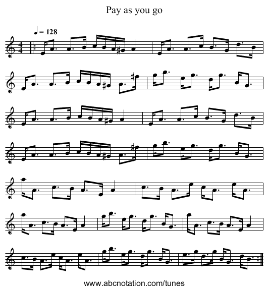 Pay as you go - staff notation