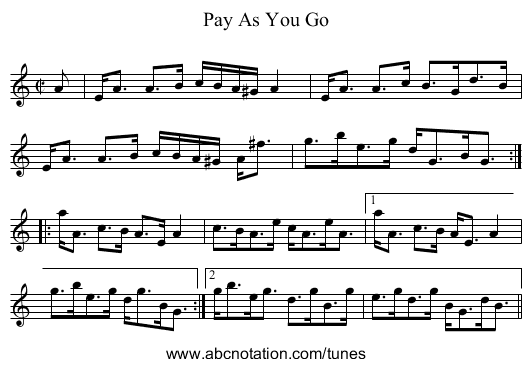 Pay As You Go - staff notation