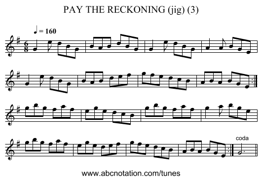 PAY THE RECKONING (jig) (3) - staff notation