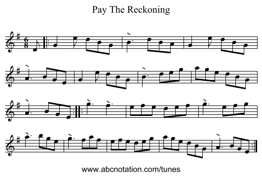 Pay The Reckoning - staff notation