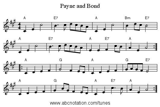 Payne and Bond - staff notation