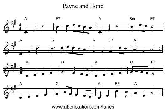 Payne and Bond - staff notation