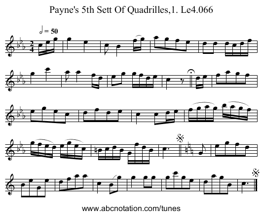 Payne's 5th Sett Of Quadrilles,1. Le4.066 - staff notation