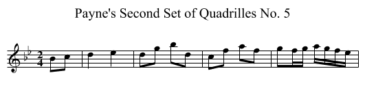 Payne's Second Set of Quadrilles No. 5 - staff notation