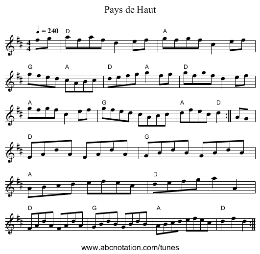 Pays de Haut - staff notation