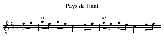 Pays de Haut - staff notation
