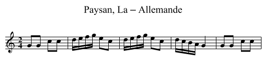 Paysan, La – Allemande - staff notation