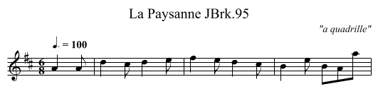 Paysanne JBrk.95, La - staff notation