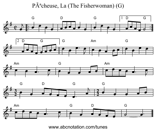 Pêcheuse, La (The Fisherwoman) (G) - staff notation