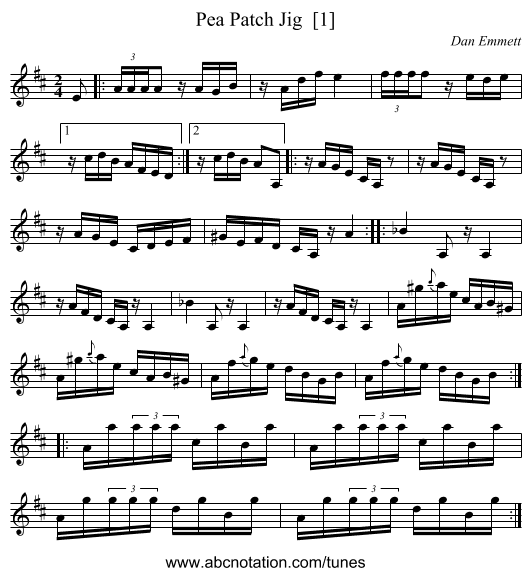 Pea Patch Jig  [1] - staff notation
