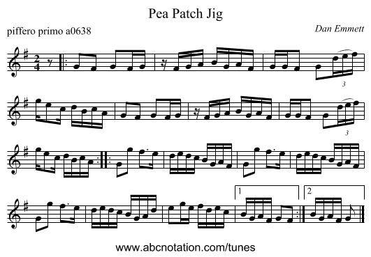 Pea Patch Jig - staff notation
