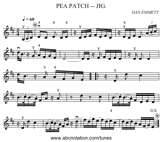 PEA PATCH -- JIG. - staff notation