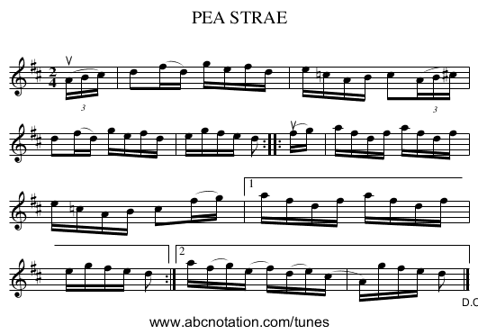 PEA STRAE - staff notation