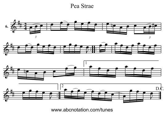 Pea Strae - staff notation
