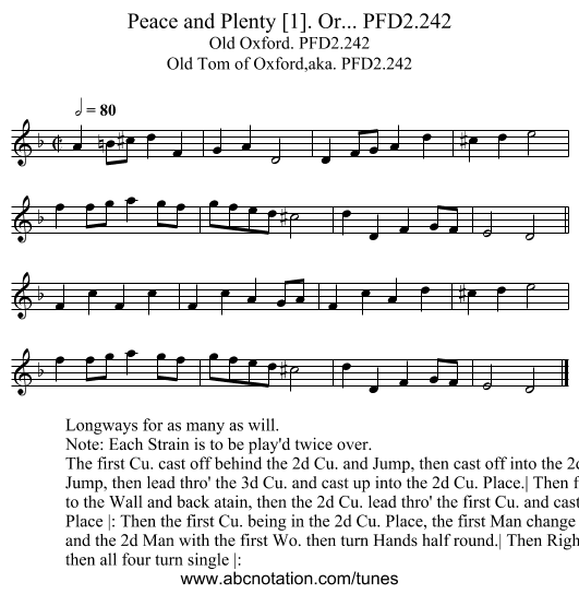 Peace and Plenty [1]. Or... PFD2.242 - staff notation