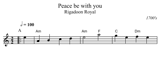 Peace be with you - staff notation
