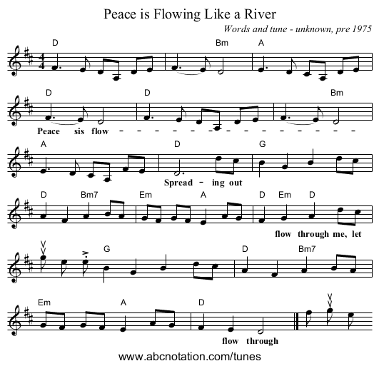 Peace is Flowing Like a River - staff notation