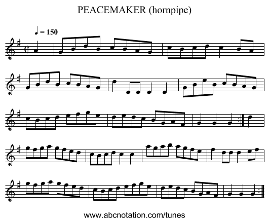 PEACEMAKER (hornpipe) - staff notation