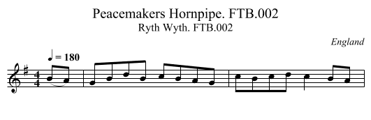 Peacemakers Hornpipe. FTB.002 - staff notation