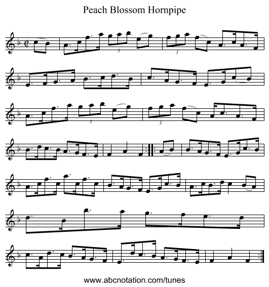 Peach Blossom Hornpipe - staff notation