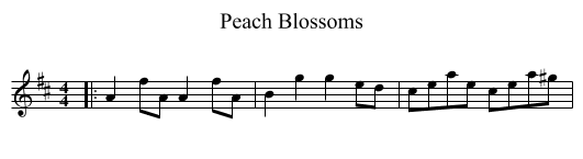 Peach Blossoms - staff notation