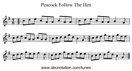 Peacock Follow The Hen - staff notation