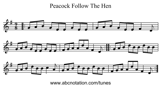 Peacock Follow The Hen - staff notation