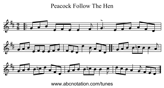 Peacock Follow The Hen - staff notation