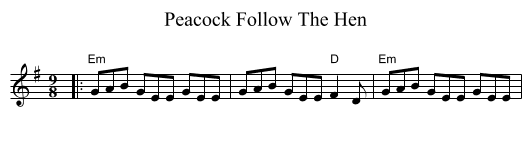 Peacock Follow The Hen - staff notation