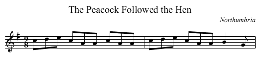 Peacock Followed the Hen, The - staff notation