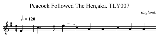 Peacock Followed The Hen,aka. TLY007 - staff notation