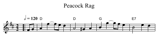 Peacock Rag - staff notation
