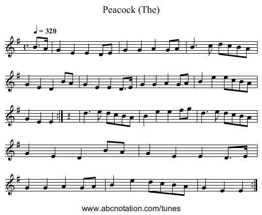 Peacock (The) - staff notation
