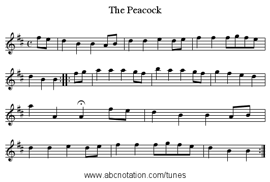 Peacock, The - staff notation