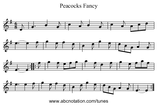 Peacocks Fancy - staff notation