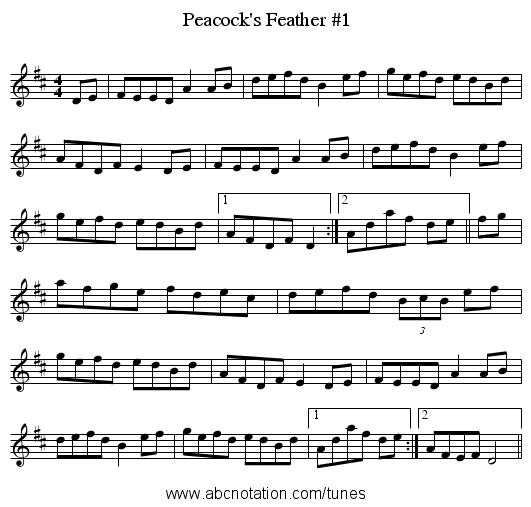 Peacock's Feather #1 - staff notation
