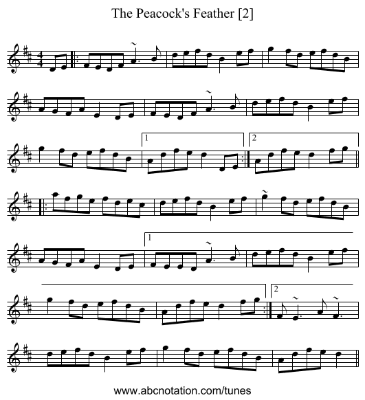 Peacock's Feather [2], The - staff notation