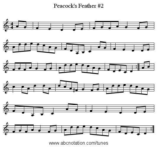 Peacock's Feather #2 - staff notation