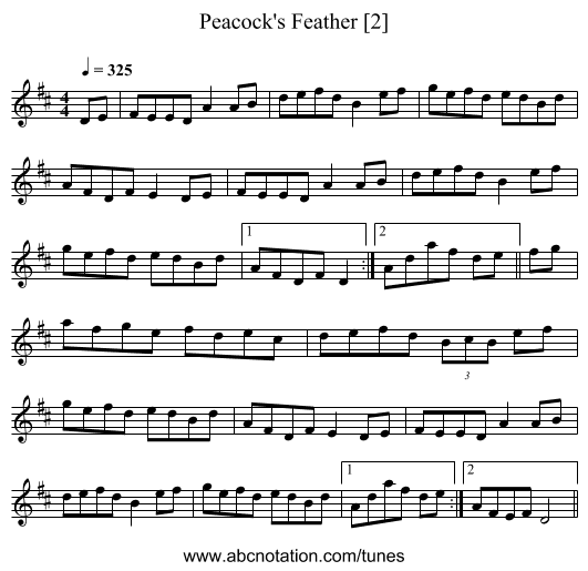 Peacock's Feather [2] - staff notation