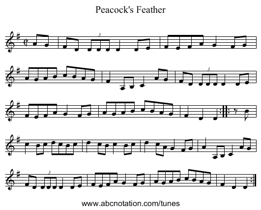 Peacock's Feather - staff notation