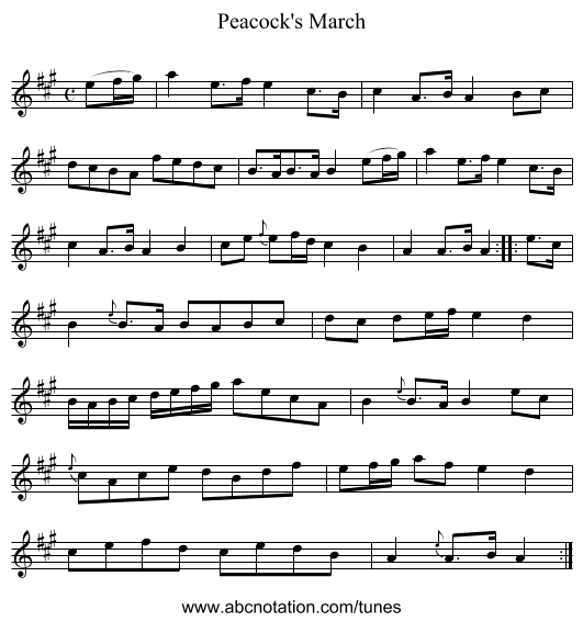 Peacock's March - staff notation