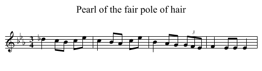 Pearl of the fair pole of hair - staff notation