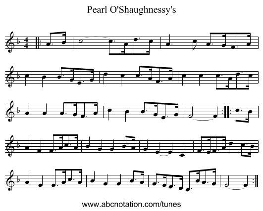 Pearl O'Shaughnessy's - staff notation